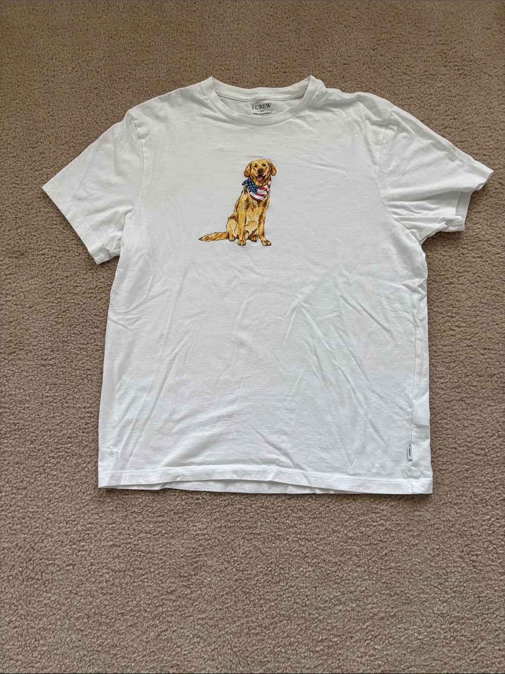 J. Crew White Tee with Golden Retriever Illustration